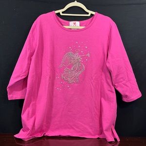 Brand New Quacker Factory Bling Trumpeting Angel Shirt NWT